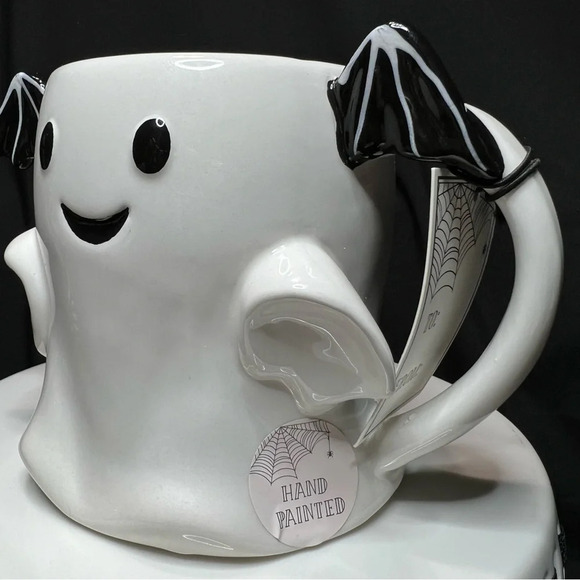 Cupcakes & Cashmere Halloween Black & White Ceramic Bat Coffee Mug - 22 FL. OZ - Picture 10 of 12